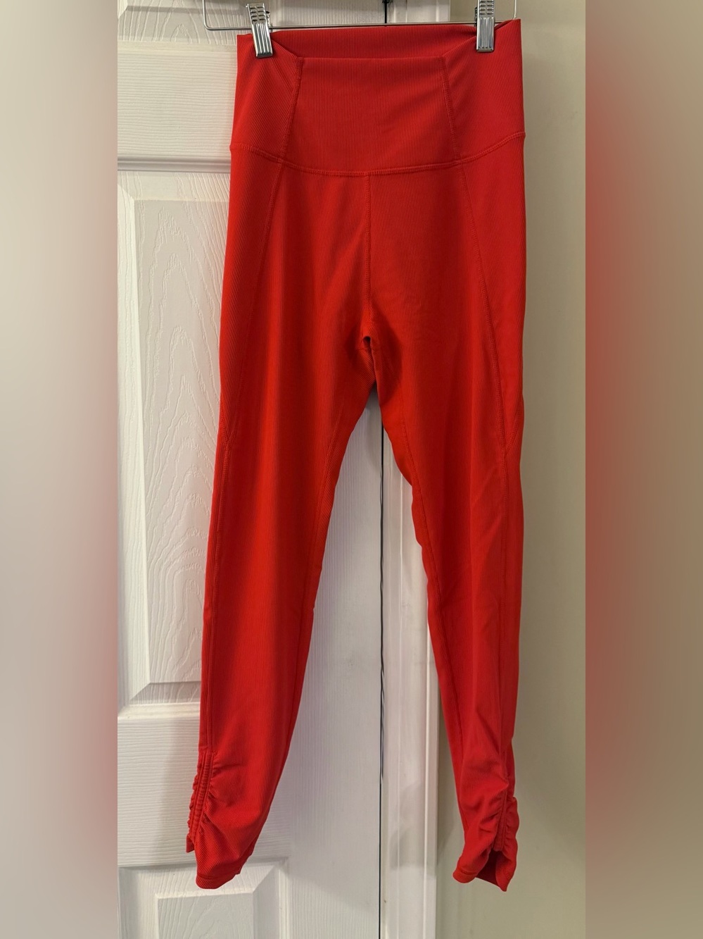 Wilo The Label Ribbed High Rise Ruched Ankle Leggings